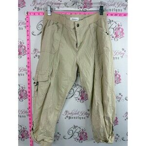 Reitmans cargo capri pants pockets tan cream Beige Cargo Jogger Pants